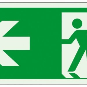 Jälkivalaisevat poistumisopasteet Vasemmalle