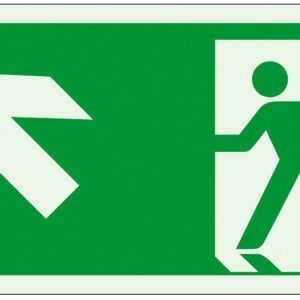 Jälkivalaisevat poistumisopasteet Vasen-ylös